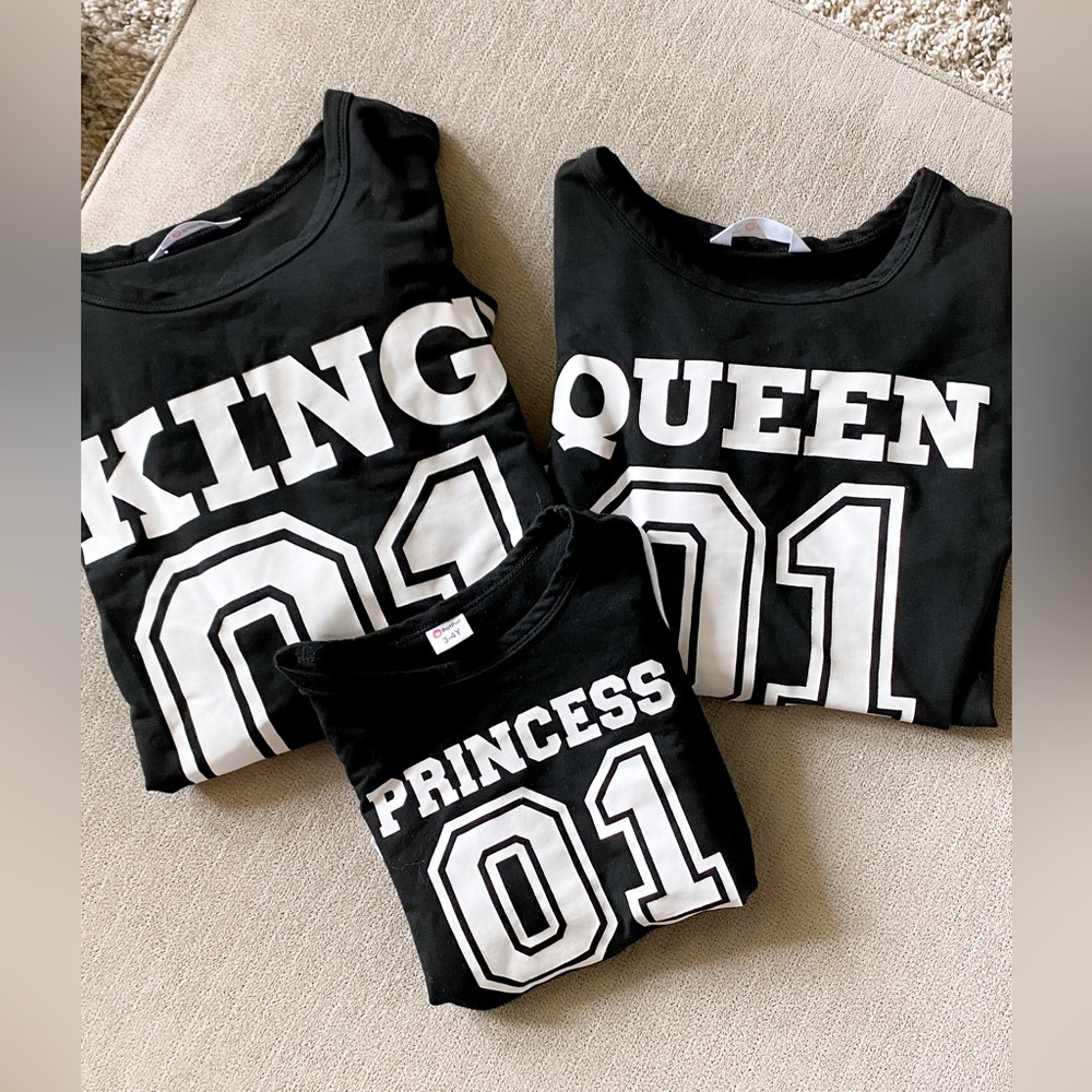 Family matching long sleeve king, queen and princess sweatshirts!